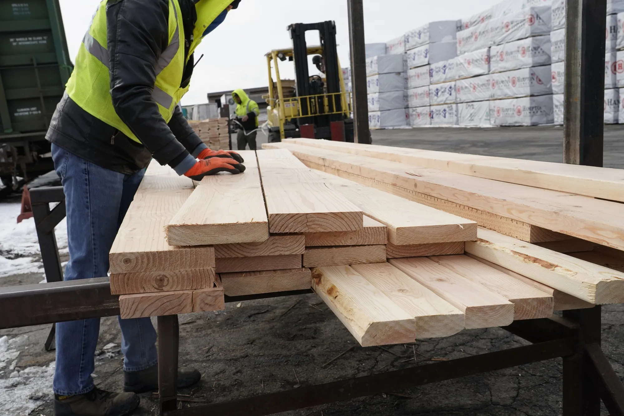 A worker at a lumber yard in Orem, Utah.
