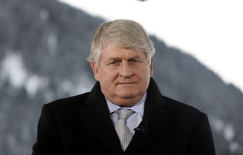 Denis O'Brien, chairman of Digicel Group Ltd, speaks during a television interview on day three of the World Economic Forum (WEF) in Davos, Switzerland, on Friday, Jan. 27, 2012.