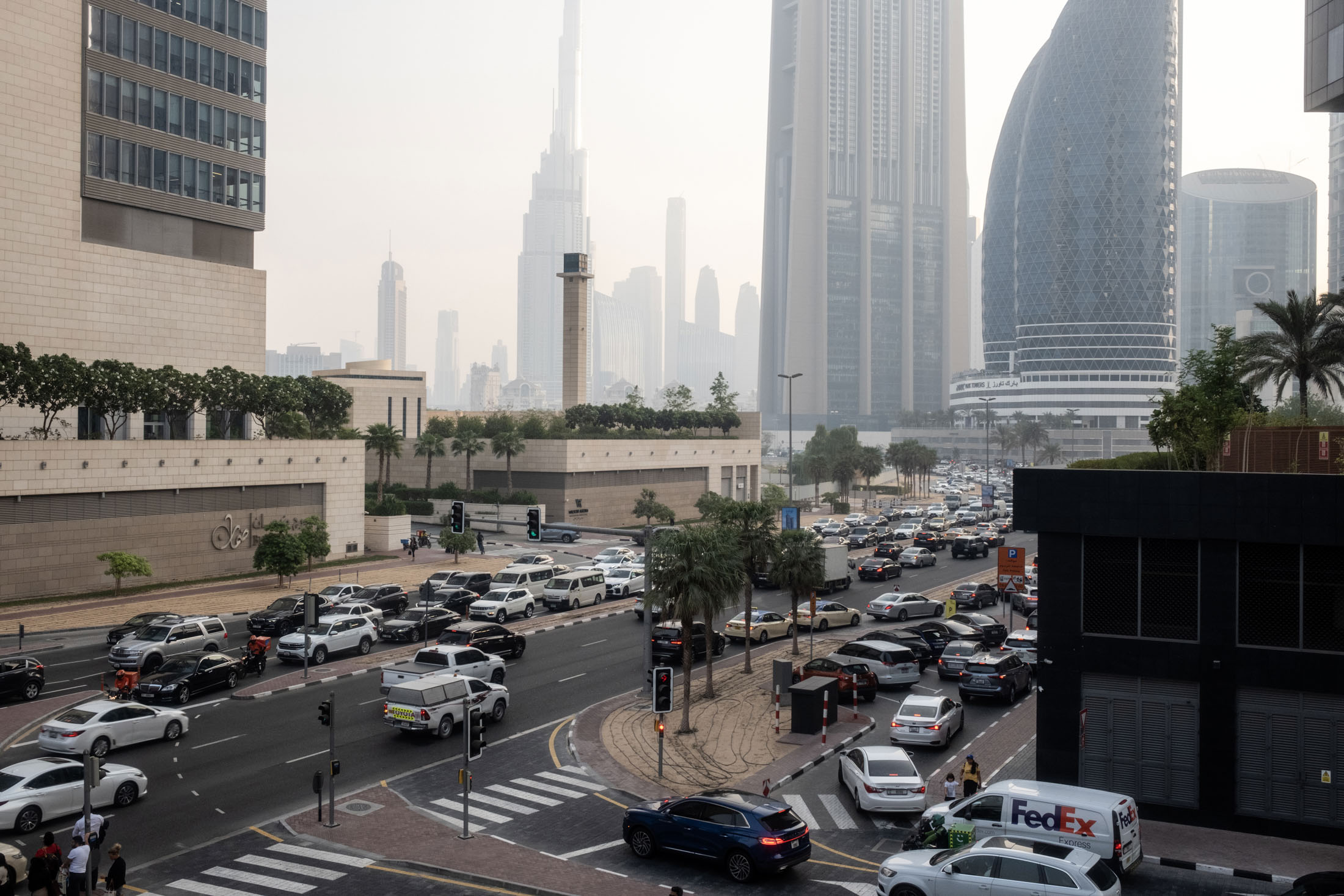 View of a street of traffic in the Gulf