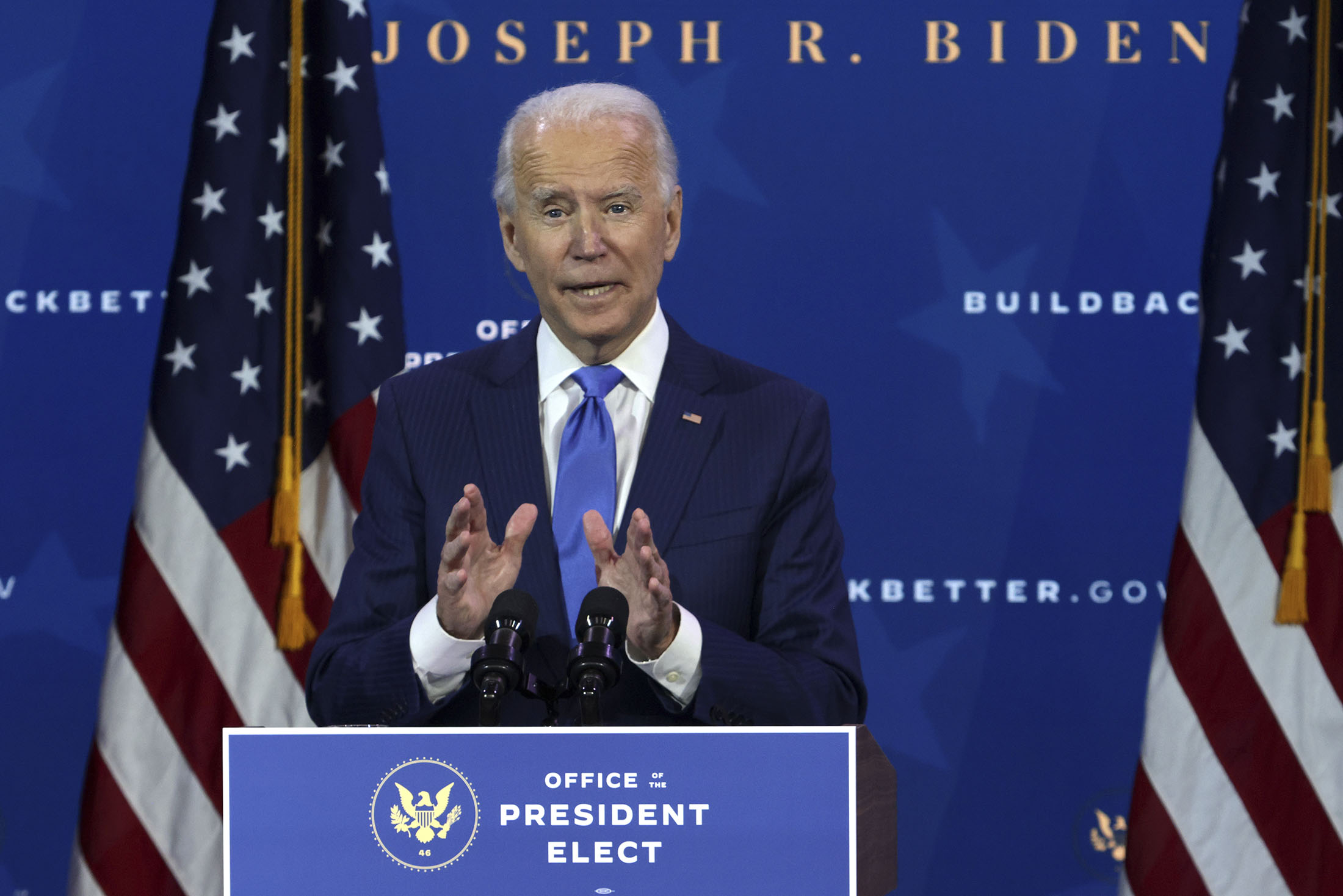 Joe Biden speaks during an event at the Queen Theater on Dec.&nbsp;1.