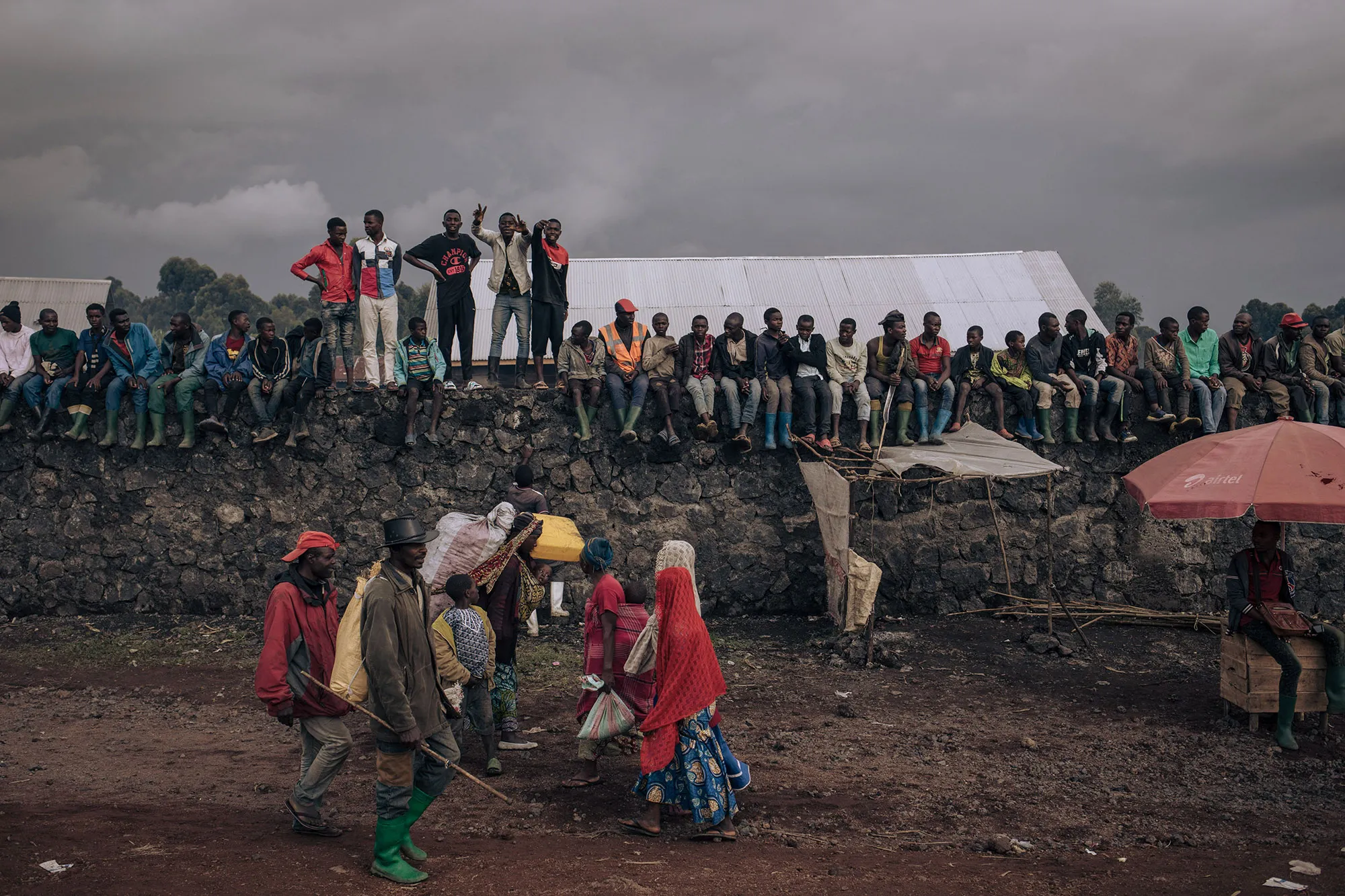 War-displaced people at the informal camp of Kanyaruchinya,&nbsp;eastern Democratic Republic of Congo.