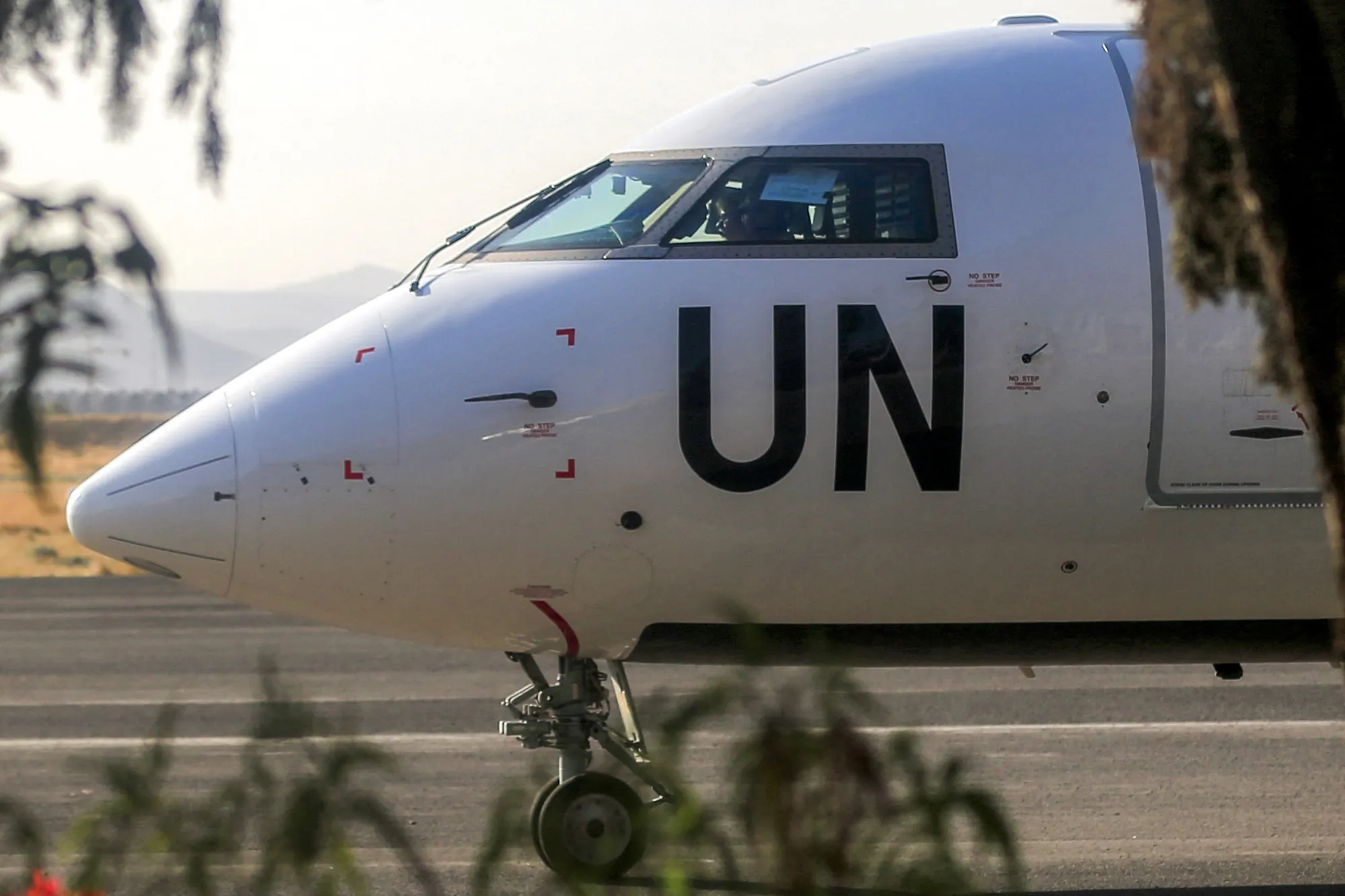 A United Nations aircraft&nbsp;at Sanaa International Airport.