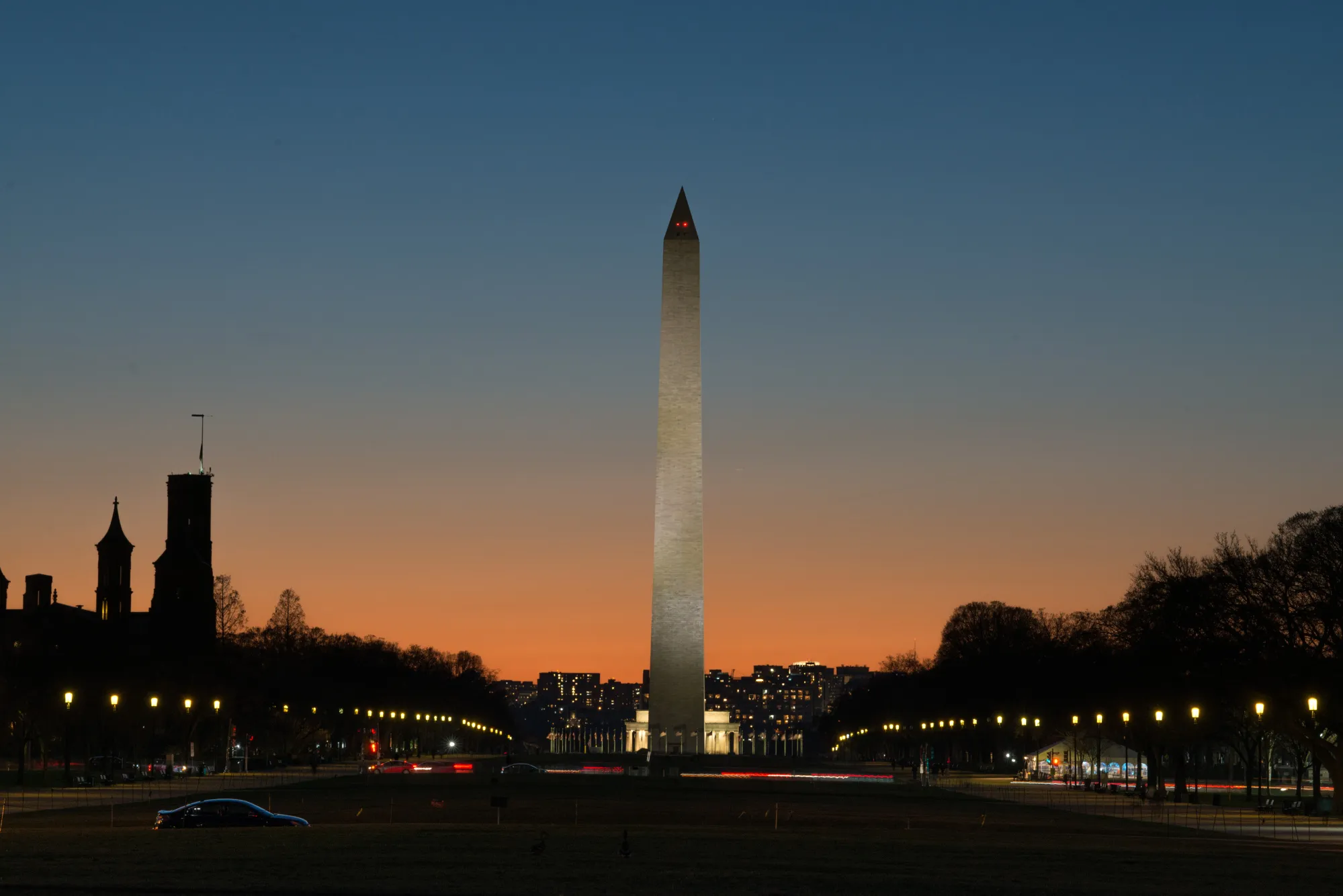 The Washington Monument stands in Washington, D.C.