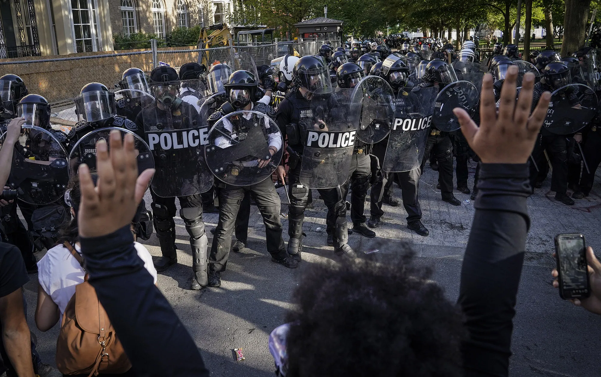 Demonstrators protest the death of George Floyd in Washington, D.C. on June 1.