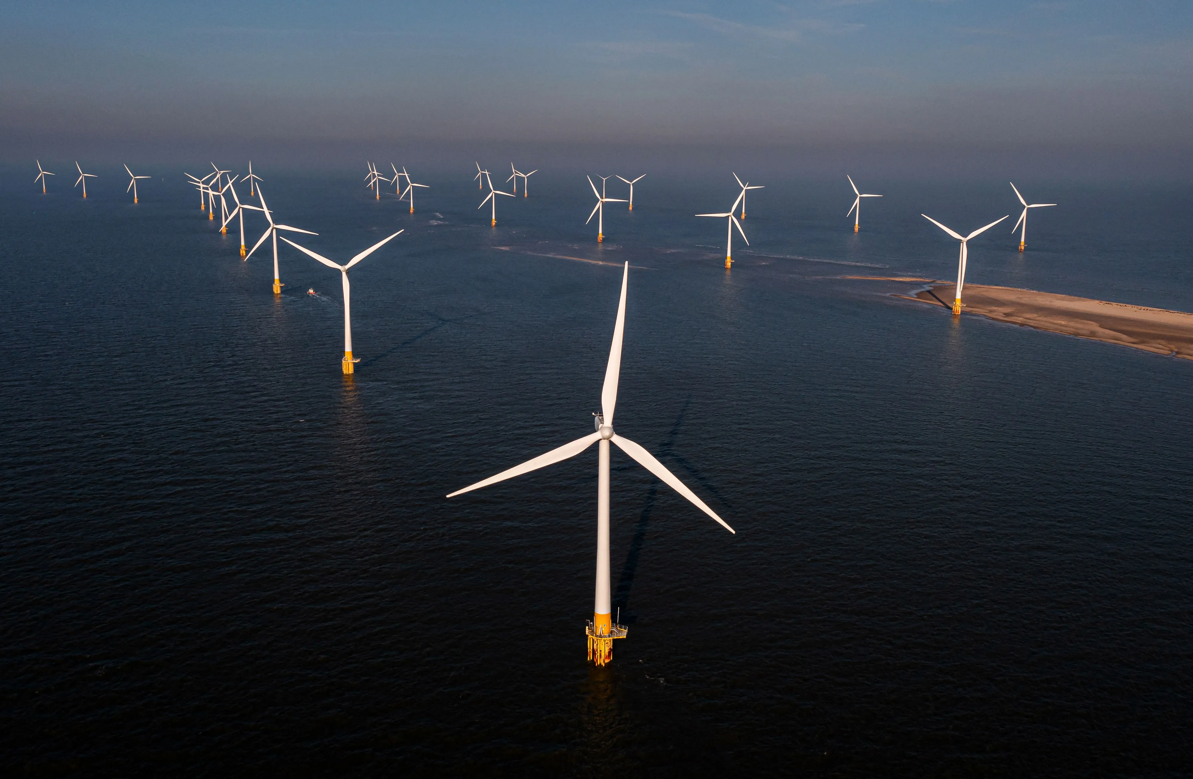 Wind turbines off the coast of Great Yarmouth, England.