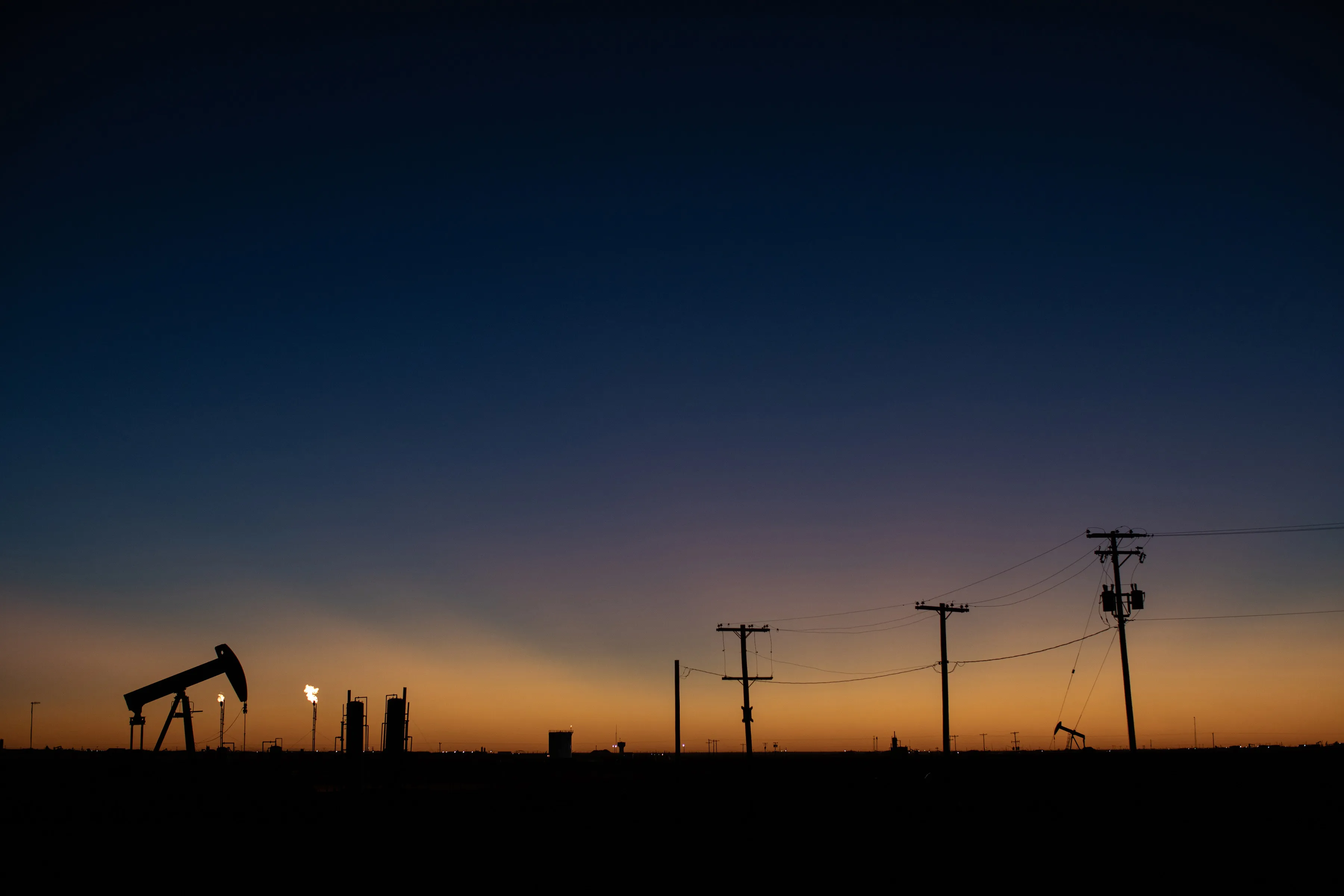 Pump jacks outside Midland, Texas. 