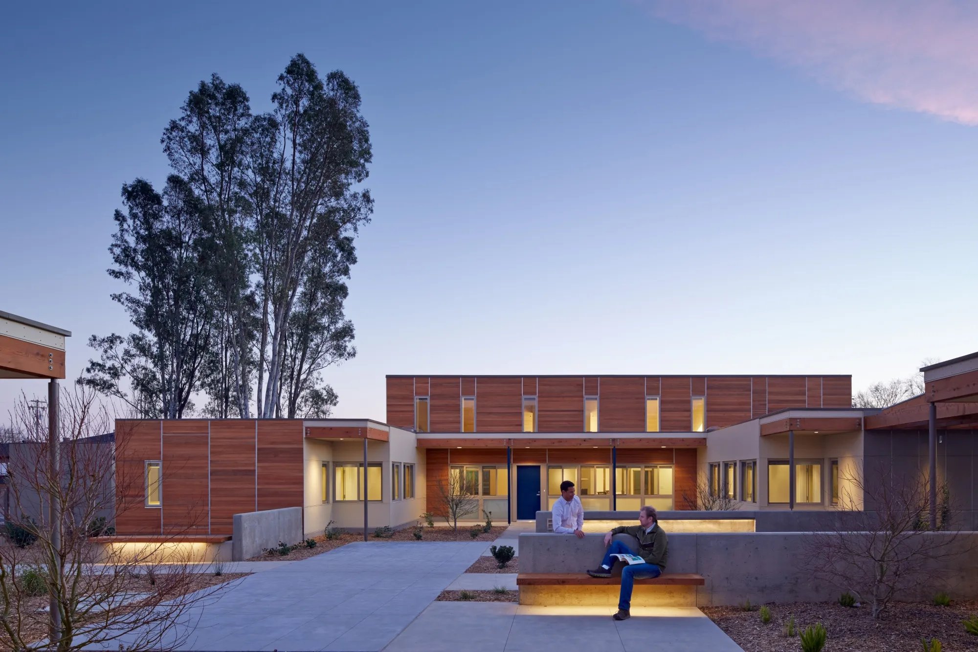 Sweetwater Spectrum’s community courtyard in the evening.