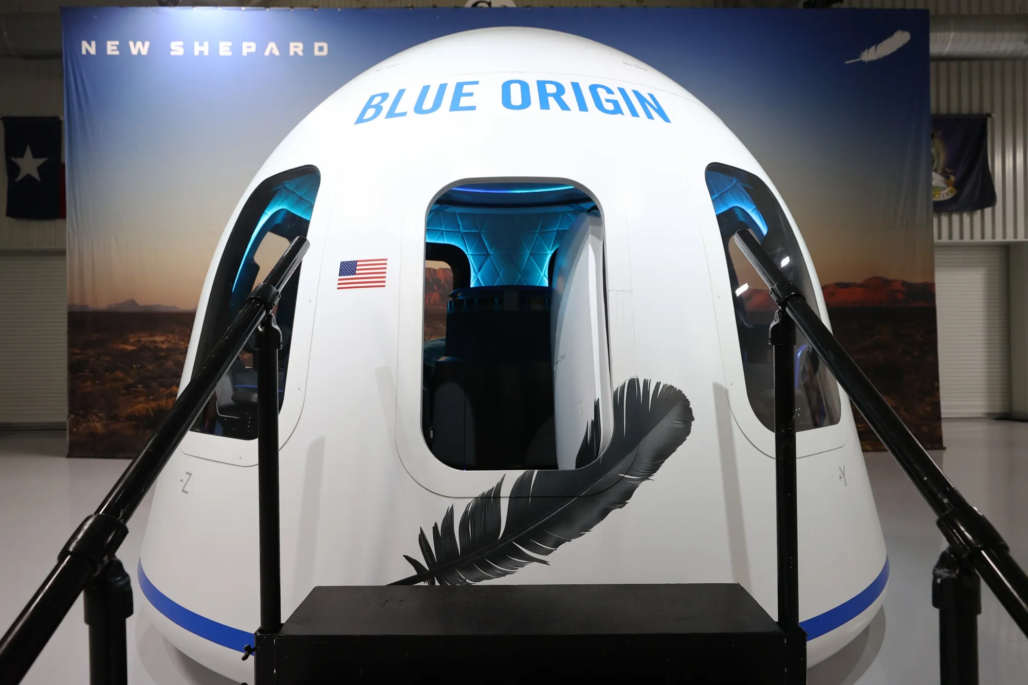 A&nbsp;replica of Blue Origin's crew capsule.