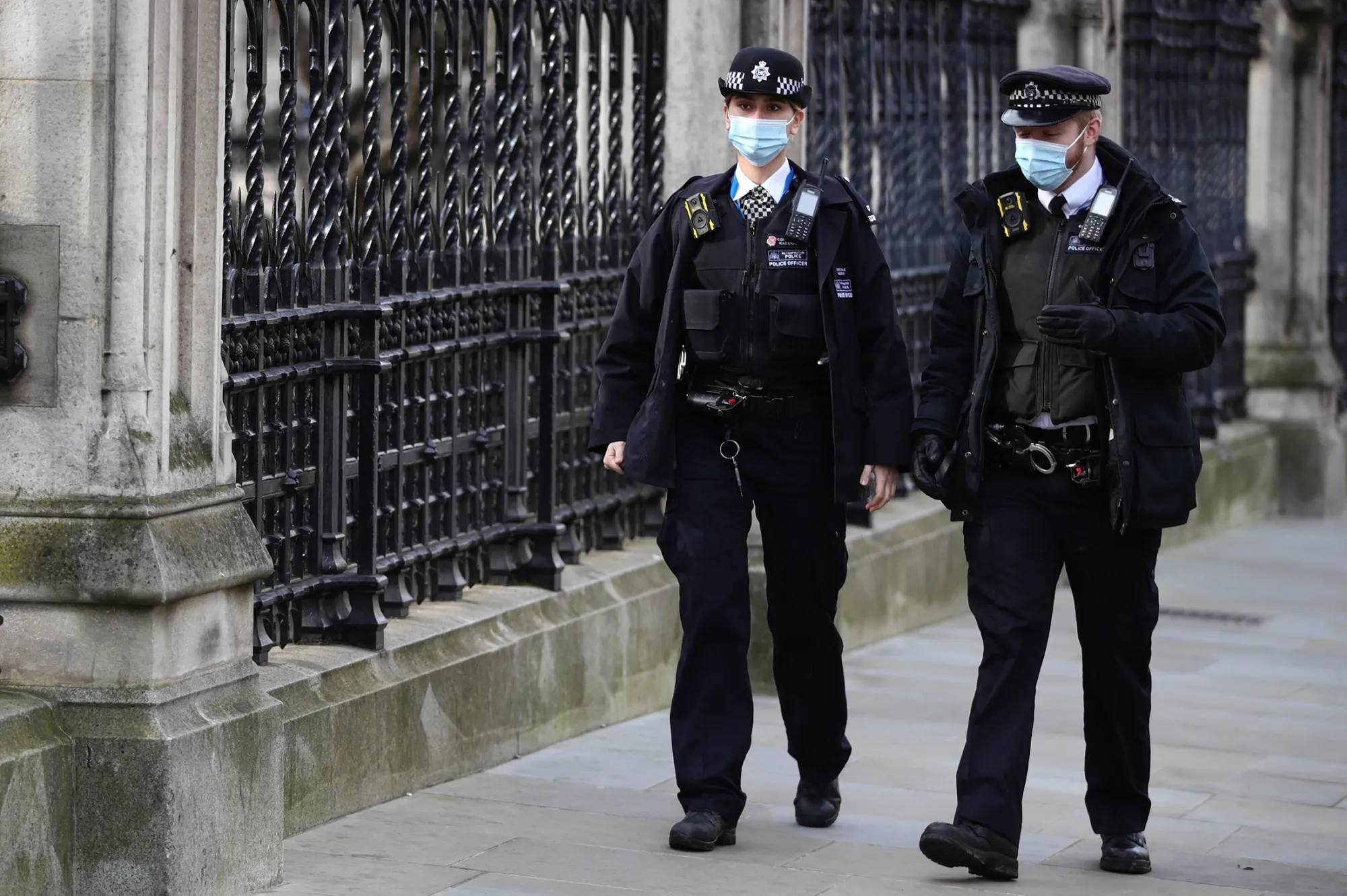 Metropolitan Police officers on patrol in central London.&nbsp;