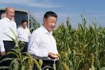 Chinese President Xi Jinping visits a village&nbsp;in China’s Shaanxi province on Sept. 13.