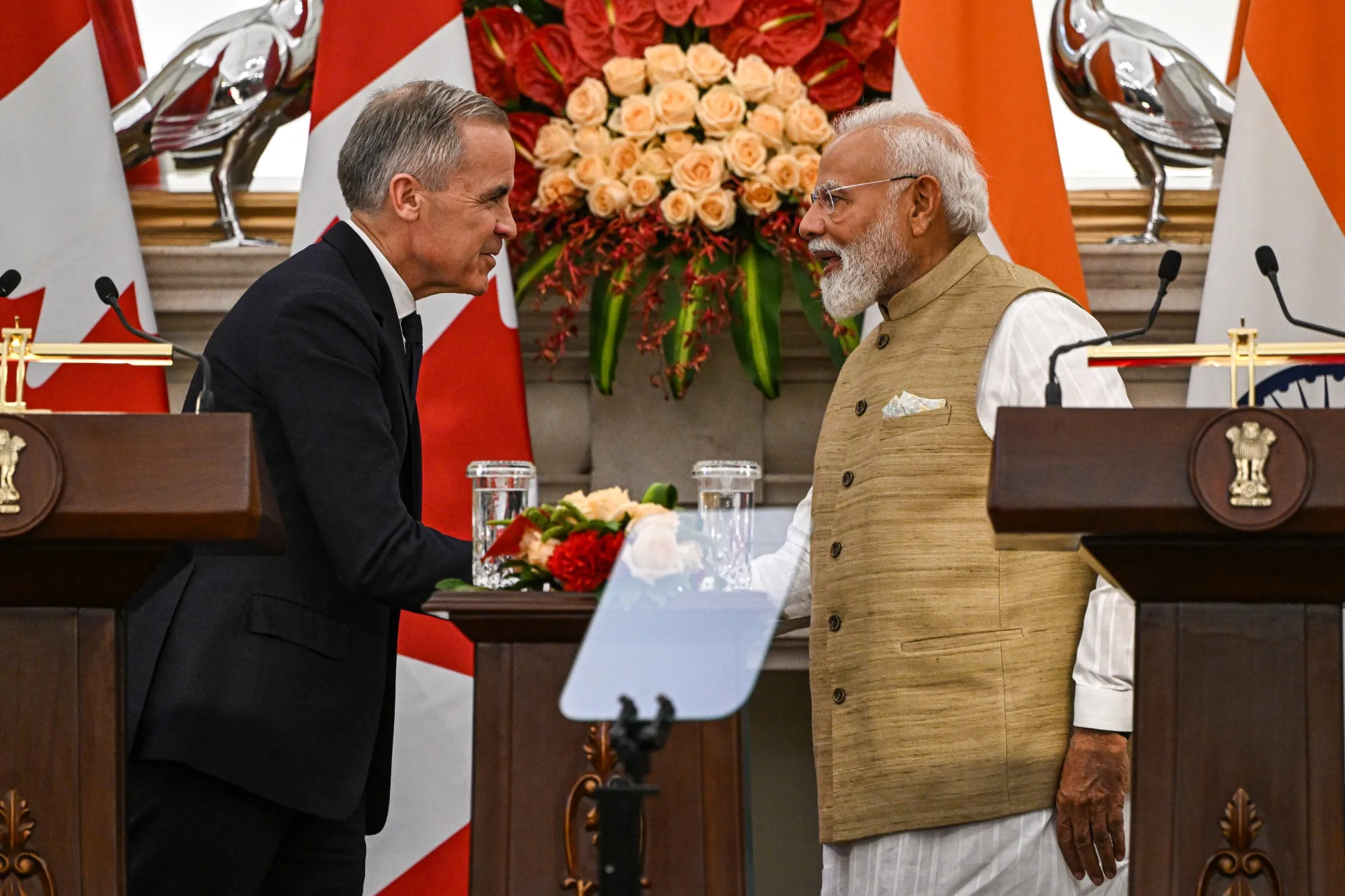 Canadian Prime Minister Mark Carney met Indian Prime Minister Narendra Modi in New Delhi on Monday.