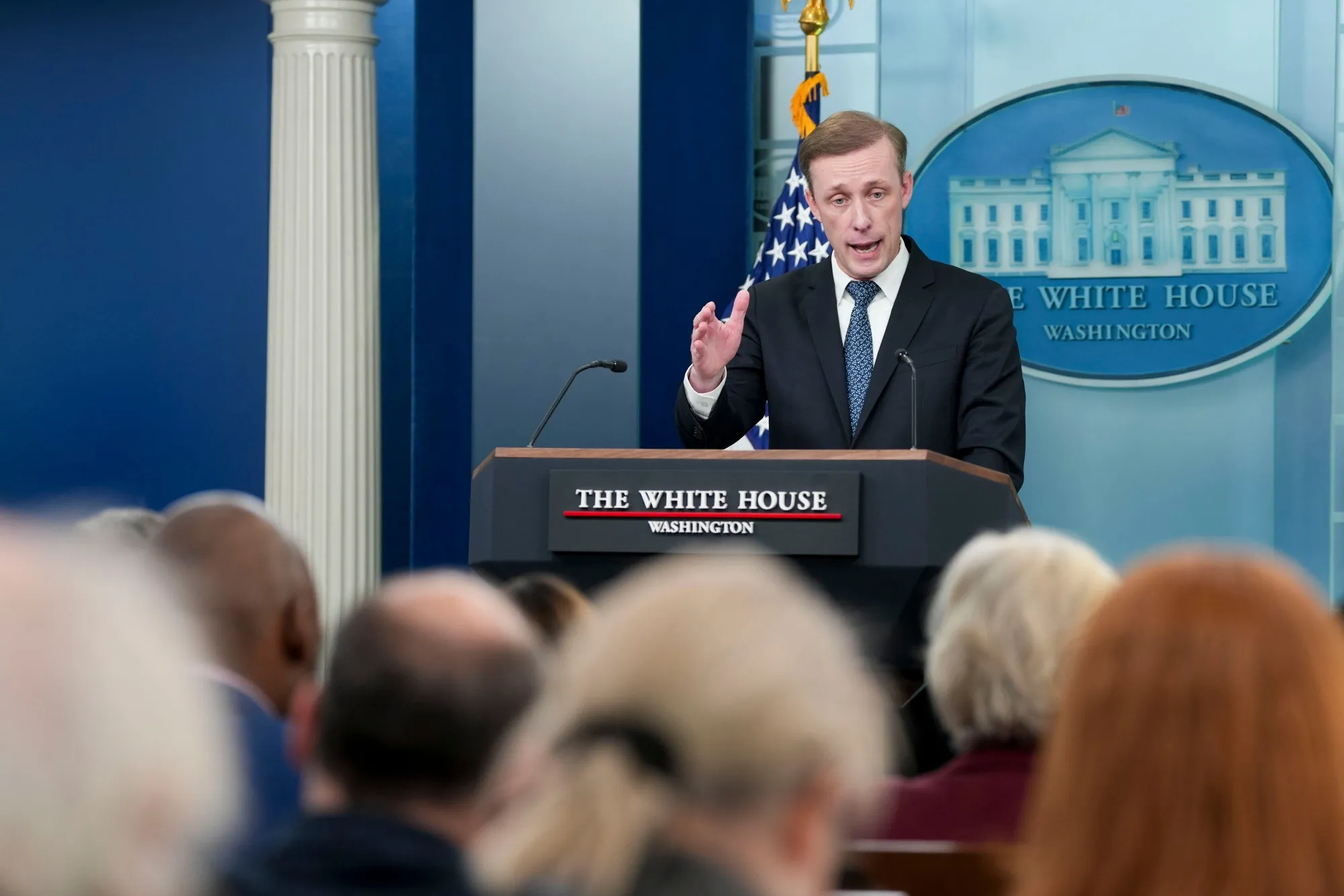 Jake Sullivan during a news conference in the James S. Brady Press Briefing Room of the White House in Washington, DC, on Jan. 13.