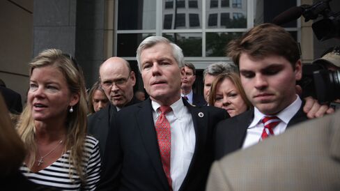 Former Virginia Governor Robert McDonnell (2nd R) leaves U.S. District Court for the Eastern District of Virginia with family members, including his son Bobby (R), after he found guilty in his corruption trial September 4, 2014, in Richmond, Virginia.