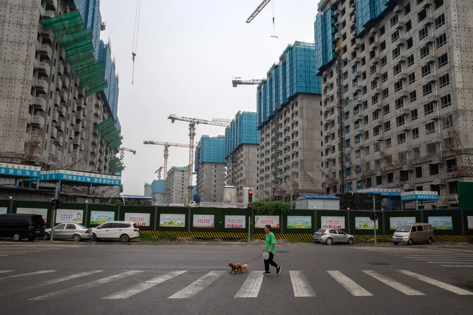 Residential buildings under construction in Beijing.