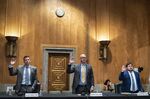 Alex Roetter, former senior vice president for engineering at Twitter, Brian Boland, former Vice President of partnerships product marketing at Facebook, and Geoffrey Cain, senior fellow for critical emerging technologies at the Lincoln Network, are sworn-in.