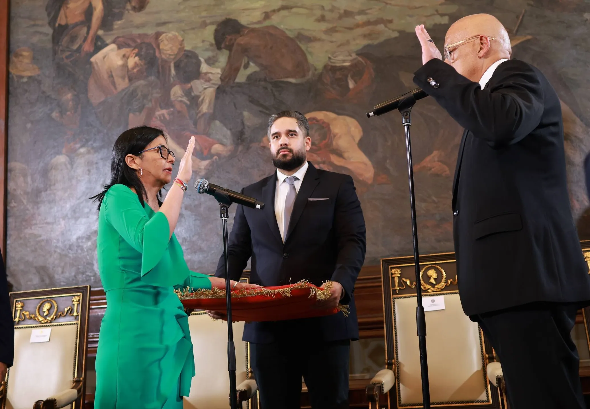 Delcy Rodriguez is sworn in as acting president of Venezuela.