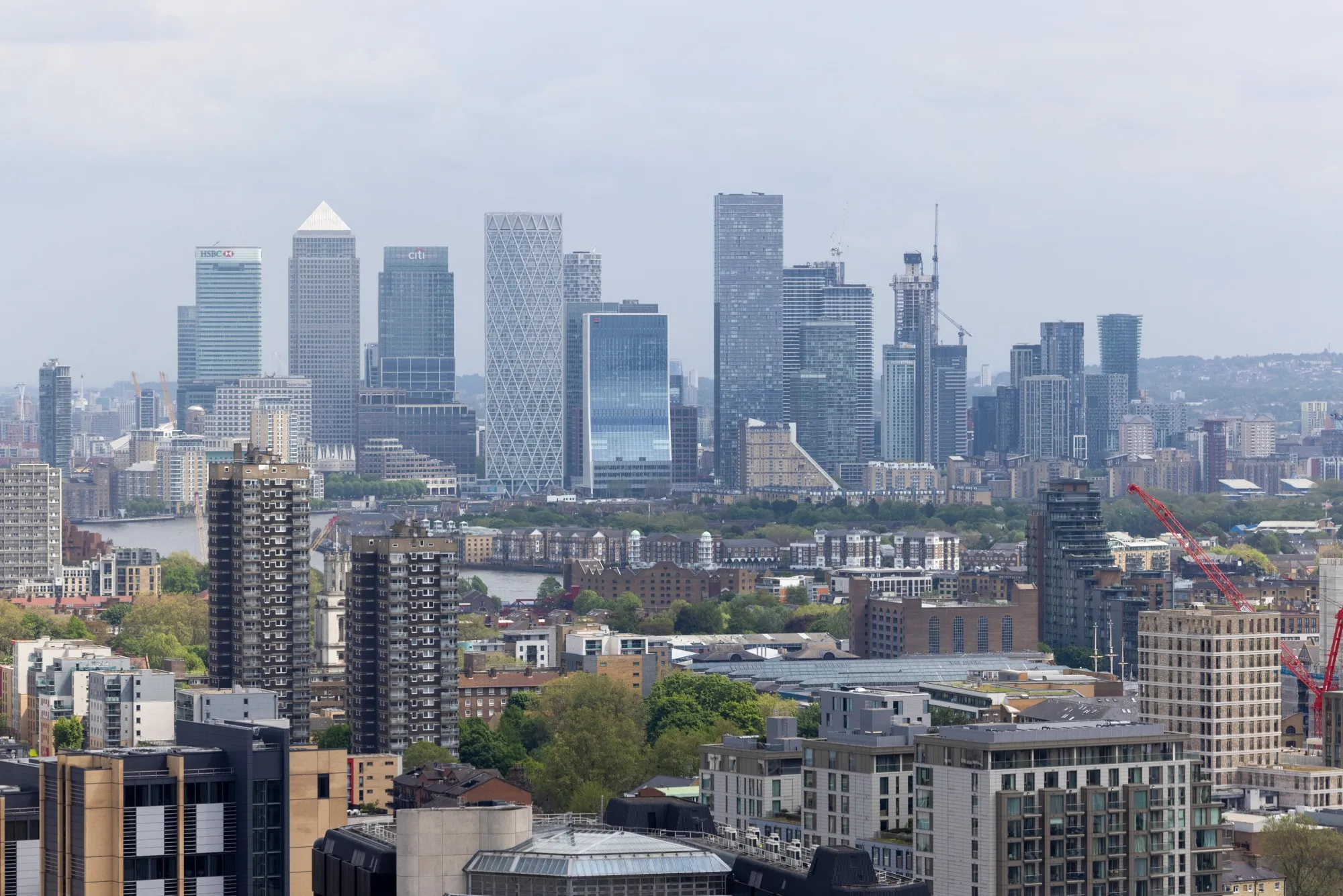 The Canary Wharf financial district in London.