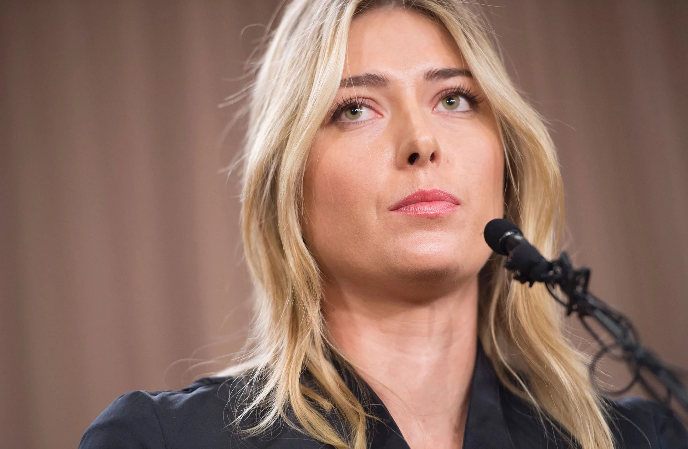 Maria Sharapova speaks at a press conference in Los Angeles, on March 7, 2016.
