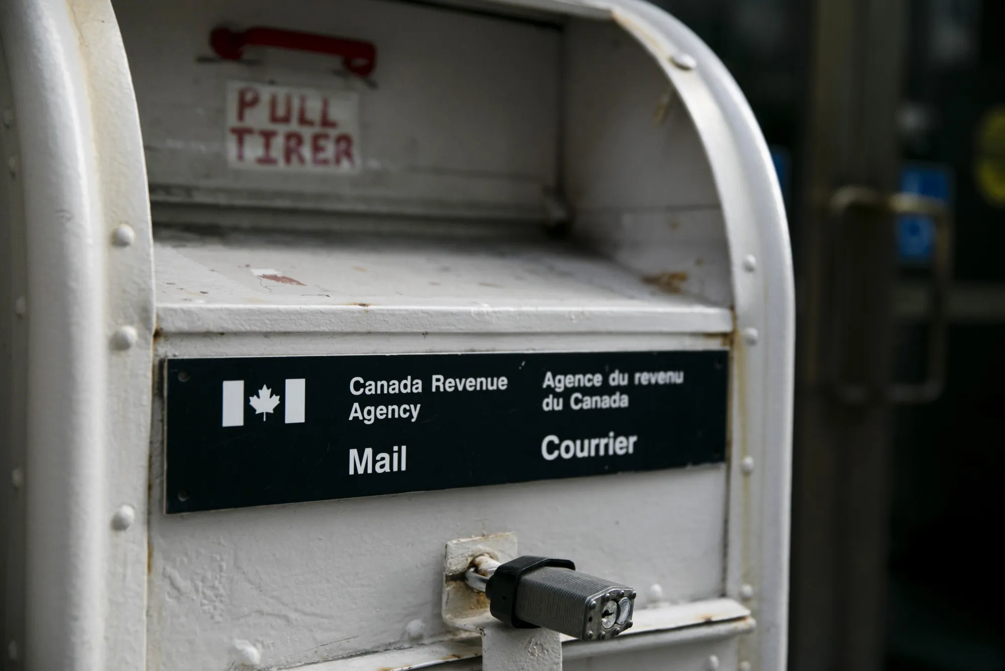 A Canada Revenue Agency mailbox in Toronto, Ontario, Canada.