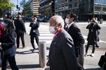 Shunichi Suzuki arrives at the International Monetary Fund (IMF) headquarters during the spring meetings of the IMF and World Bank Group in Washington, D.C., on April 20.