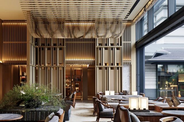 The lobby of the Hotel the Mitsui, Kyoto.