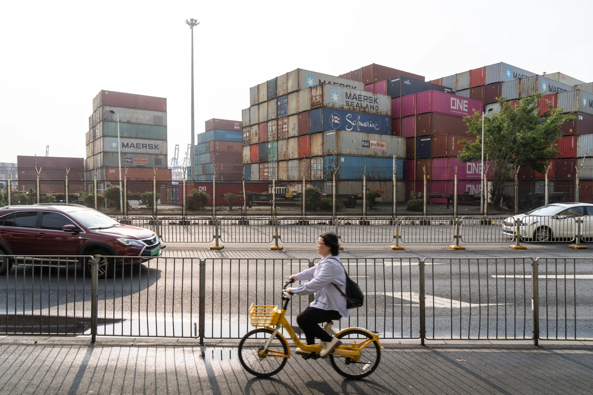 Shipping containers at the Yantian International Container Terminals in Shenzhen.