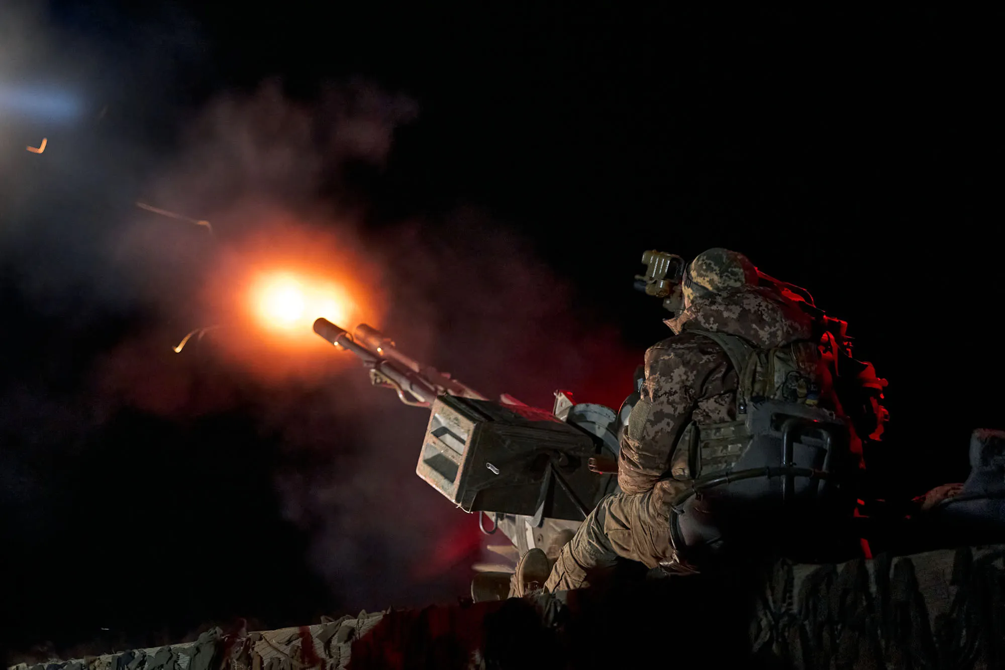 Soldiers of the Armed Forces of Ukraine shoot down enemy drones on April 16.
