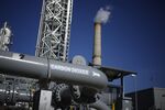A pipe for carbon dioxide captured from the emissions of a generating station in Thompsons, Texas.