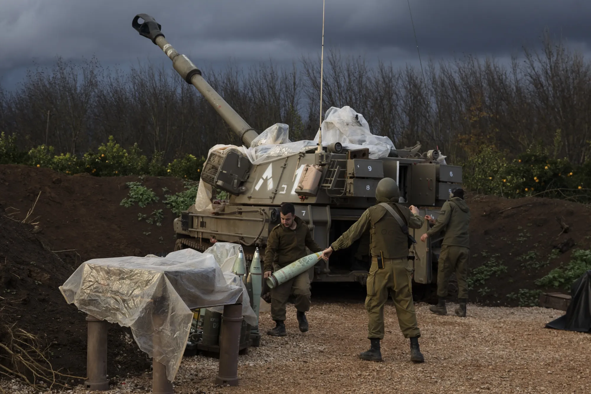 An Israeli artillery position near the border with Lebanon in January.