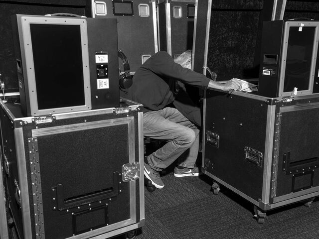 Voting machines are easier to move because they are stored in black trunk cases with strengthened rolling wheels