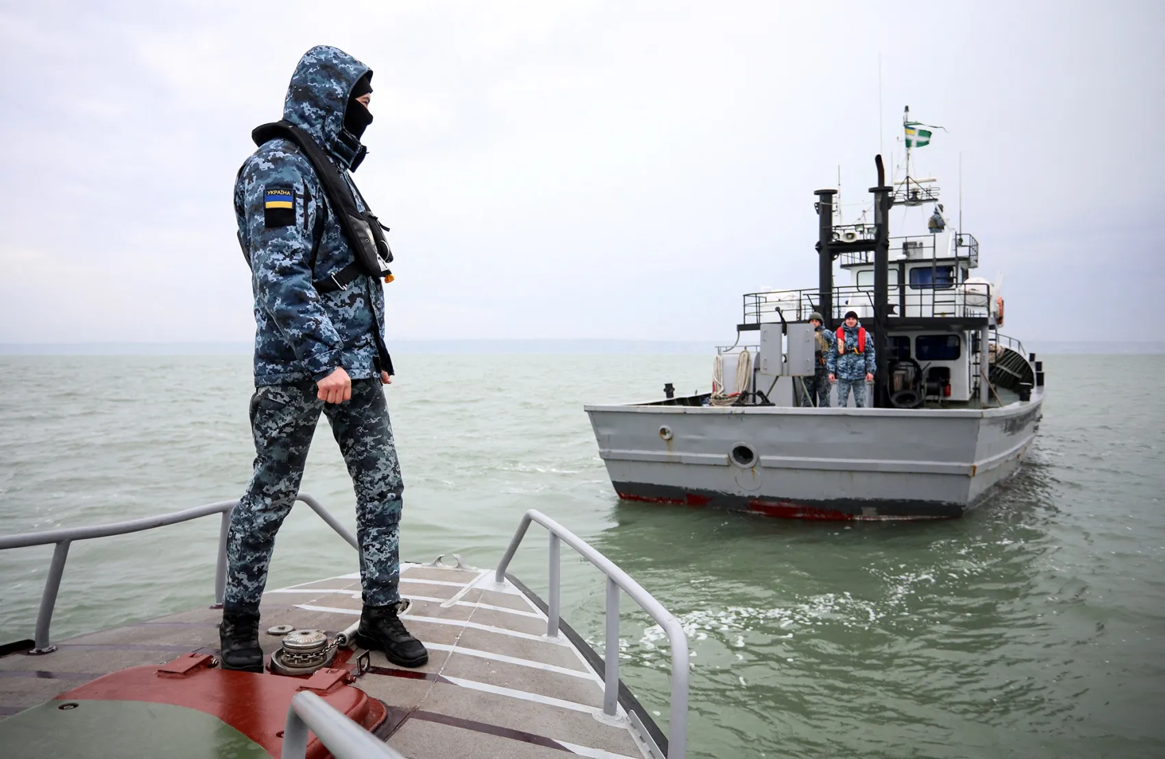 A patrol boat off the border base of a Ukrainian Black Sea port.