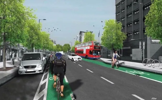 A rendering of a proposed "Mini-Holland" street design scheme in Enfield.