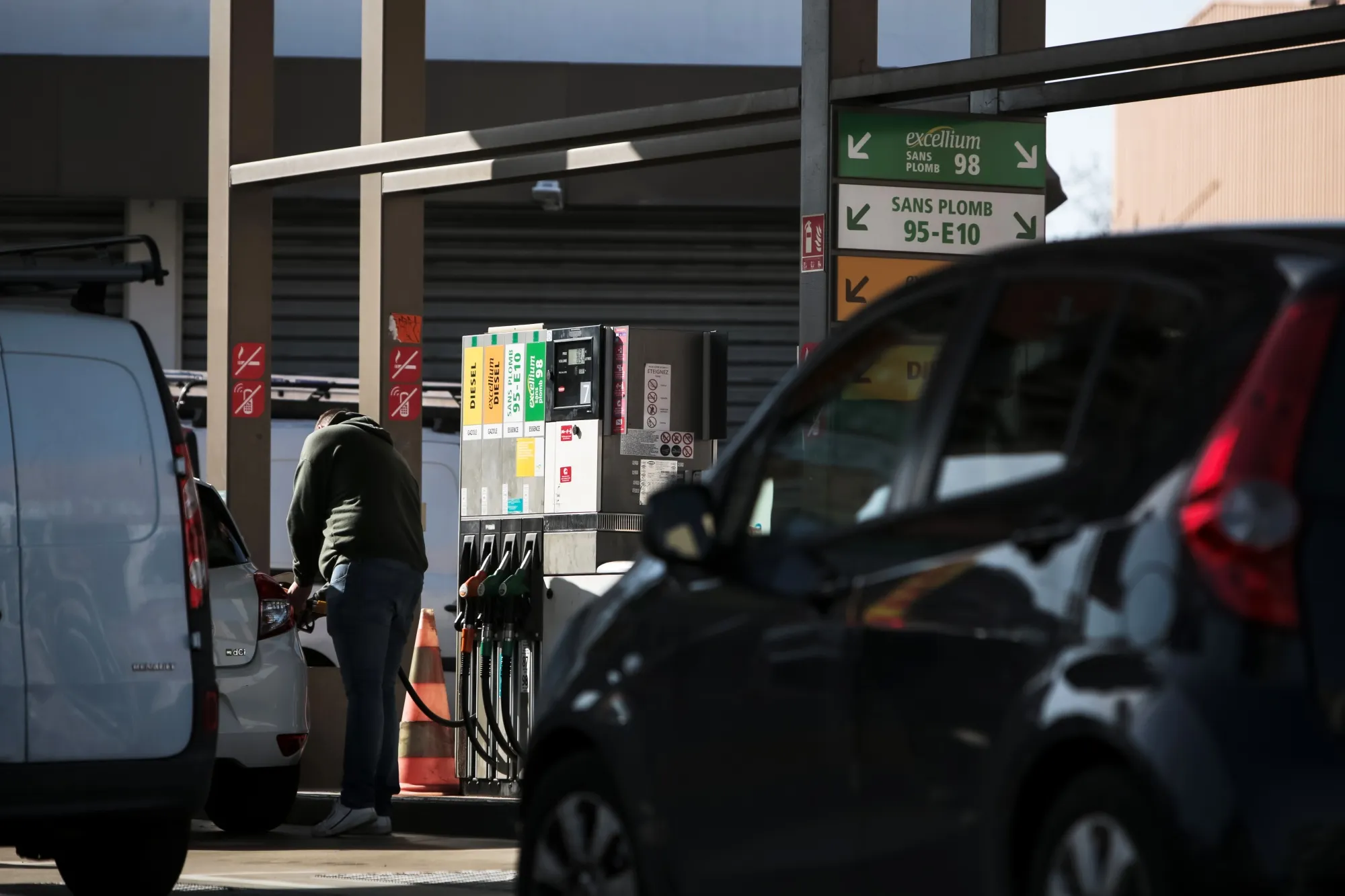 A customer at a gas station in Toulouse, France.