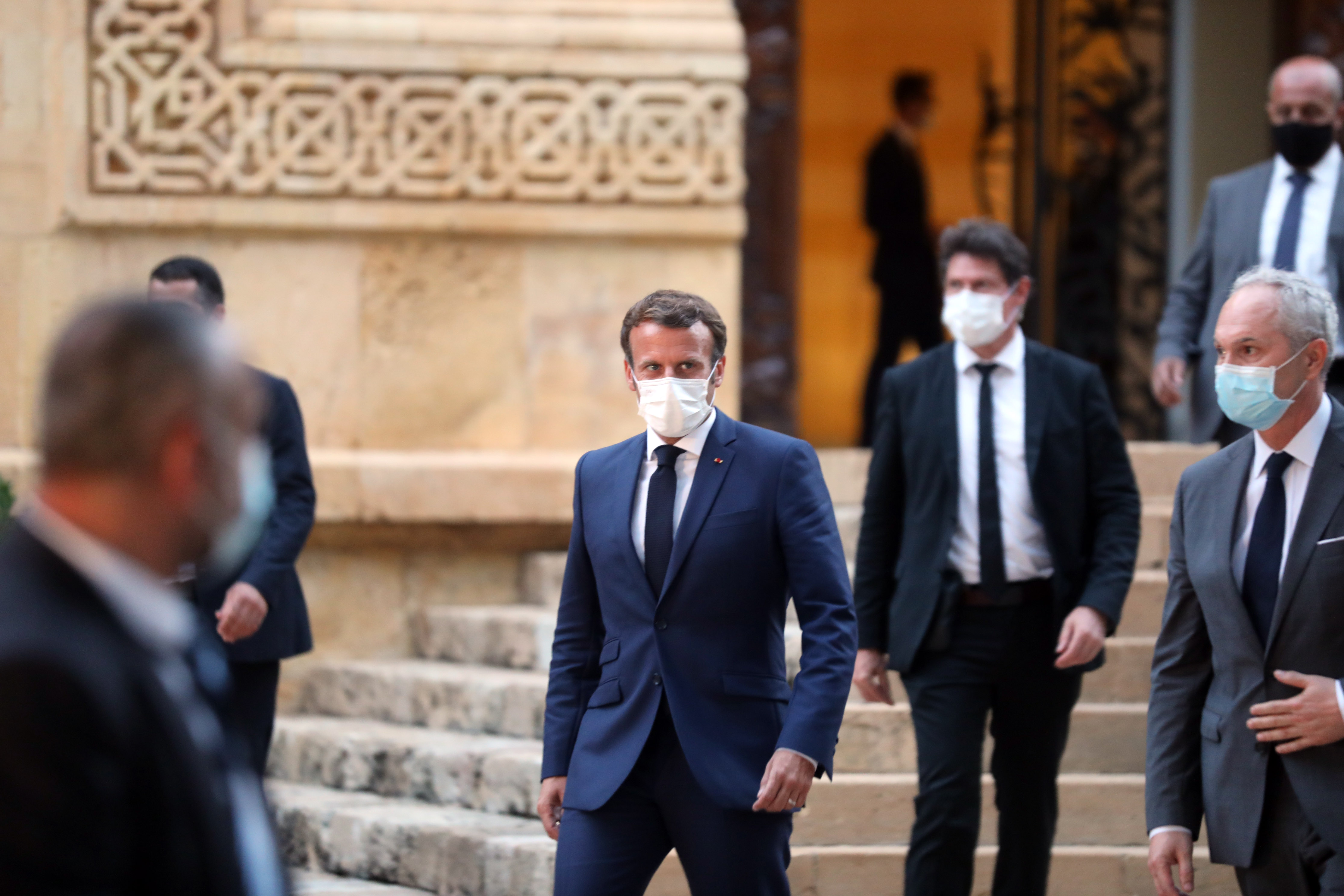 Macron arrives in Beirut.