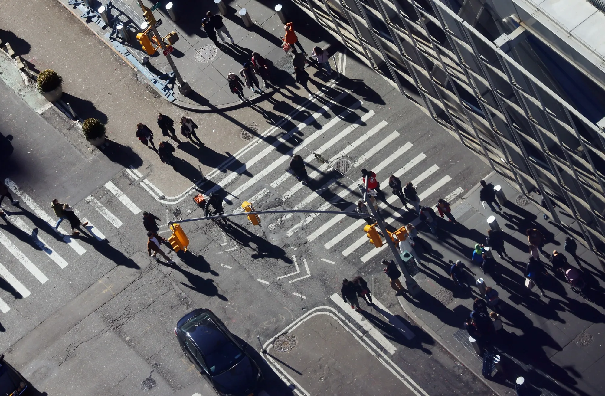 Pedestrians move past the Port Authority Bus Terminal in Manhattan on Jan. 1, 2023.