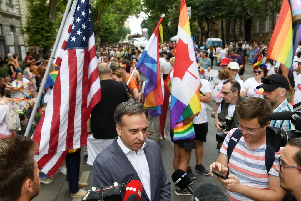 US Ambassador&nbsp;David Pressman at&nbsp;the Budapest Pride Parade&nbsp;on June 22, 2024.&nbsp;