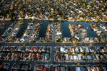 Houses in Alameda, California stand in this aerial photograph in Alameda, California, U.S., on Monday, Oct. 5, 2015.
