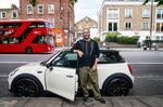 Georgios Basdanis,&nbsp;with his second-hand Mini in London, on June 29.