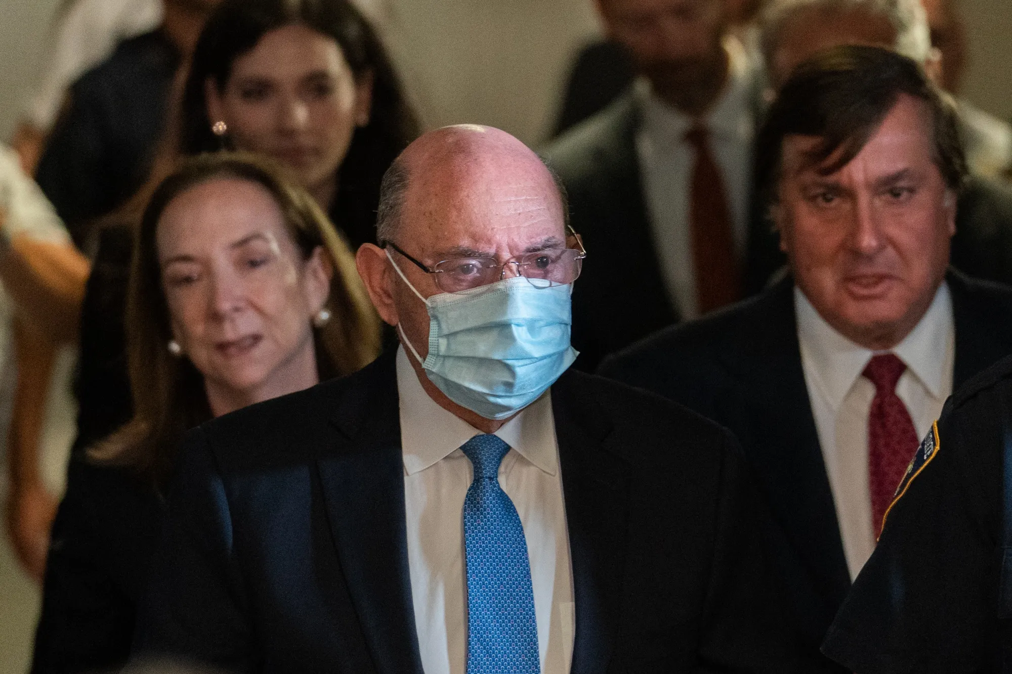 Allen Weisselberg&nbsp;exits criminal court in New York, on&nbsp;Aug. 18.