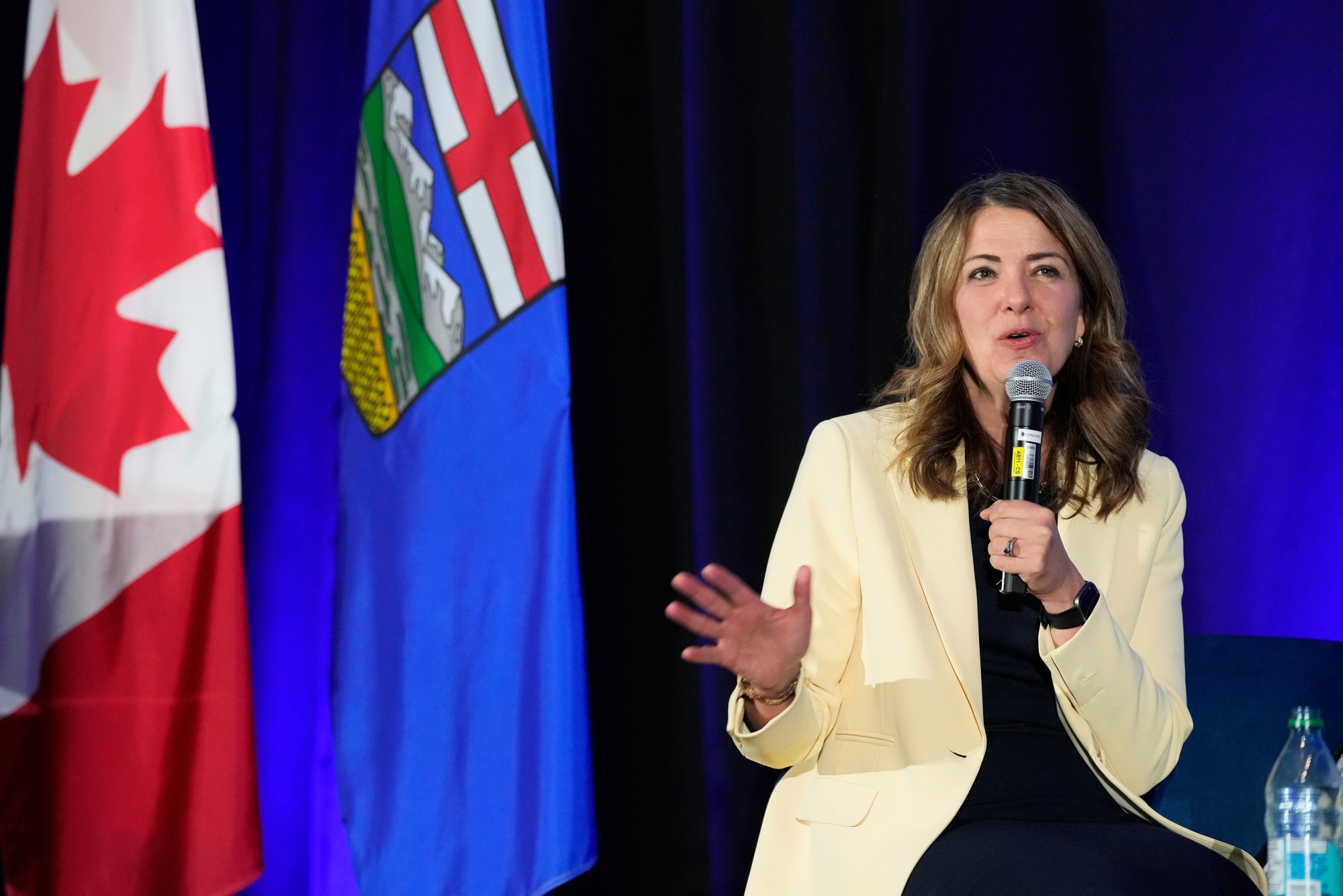 Danielle Smith, Alberta’s premier, speaks at an event in Calgary on Thursday morning.