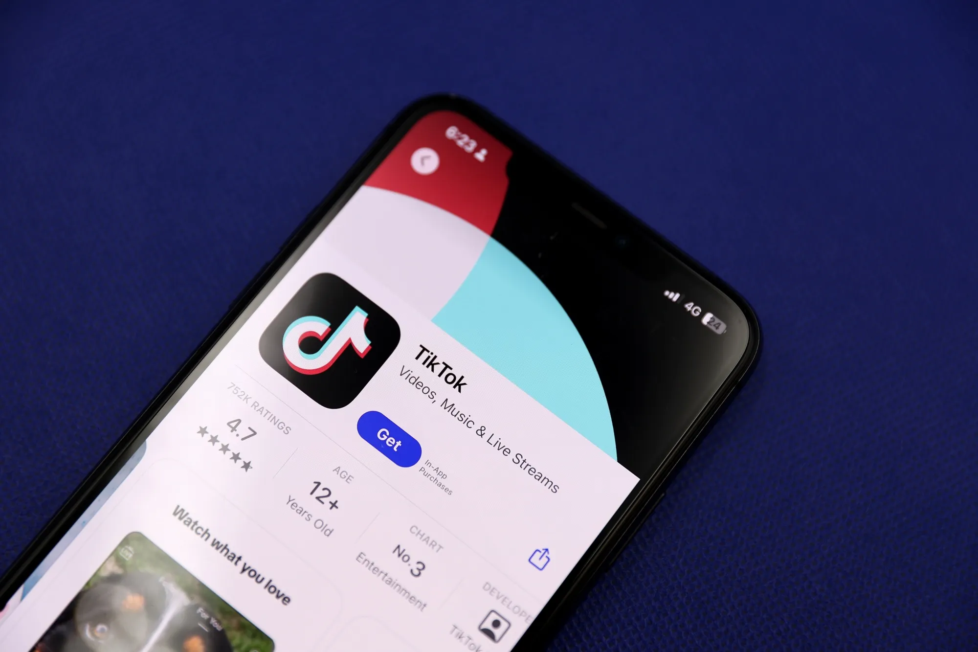 Um aplicativo do TikTok na&nbsp;App Store.