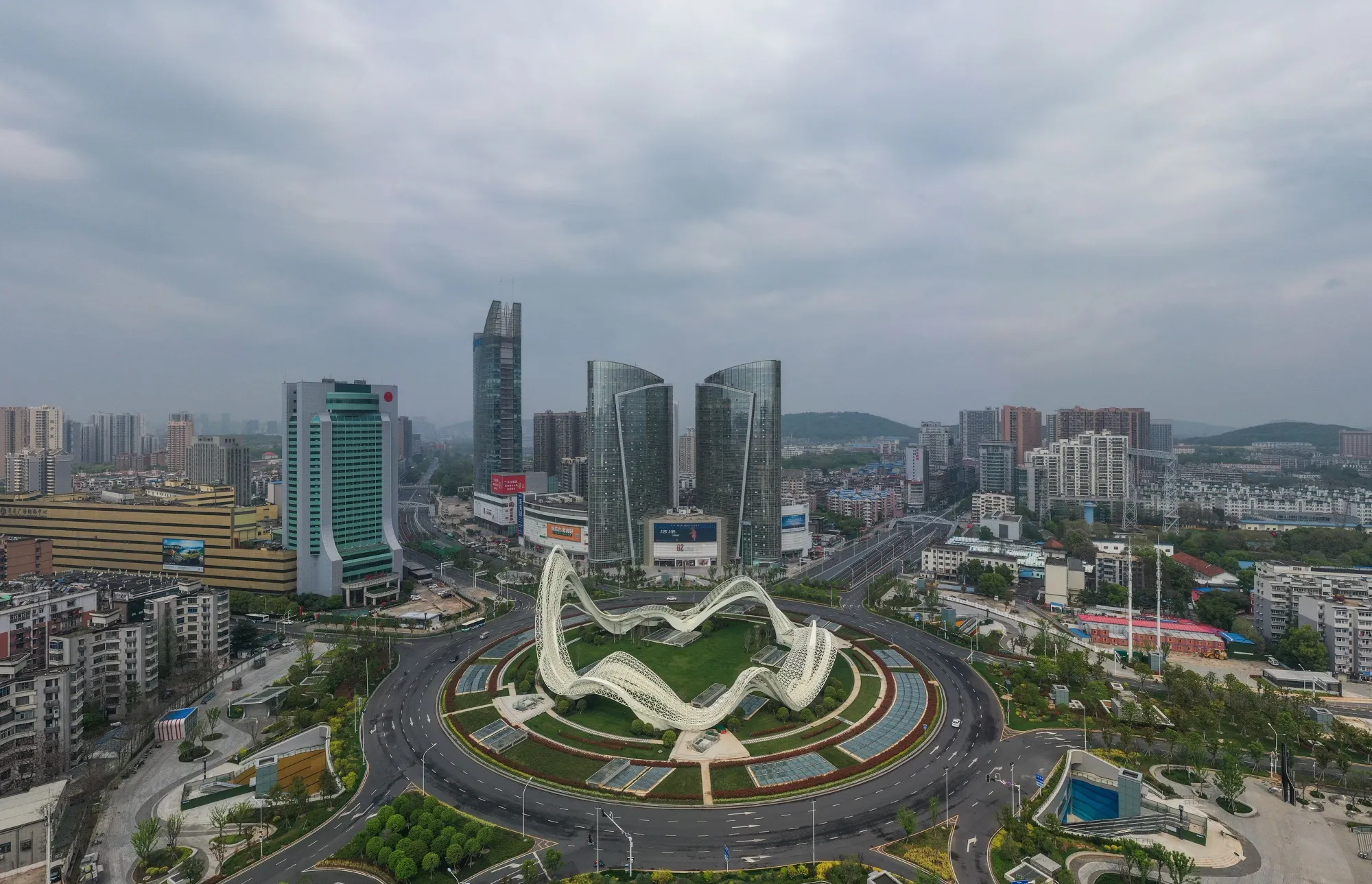Empty roads in Wuhan on March 26.