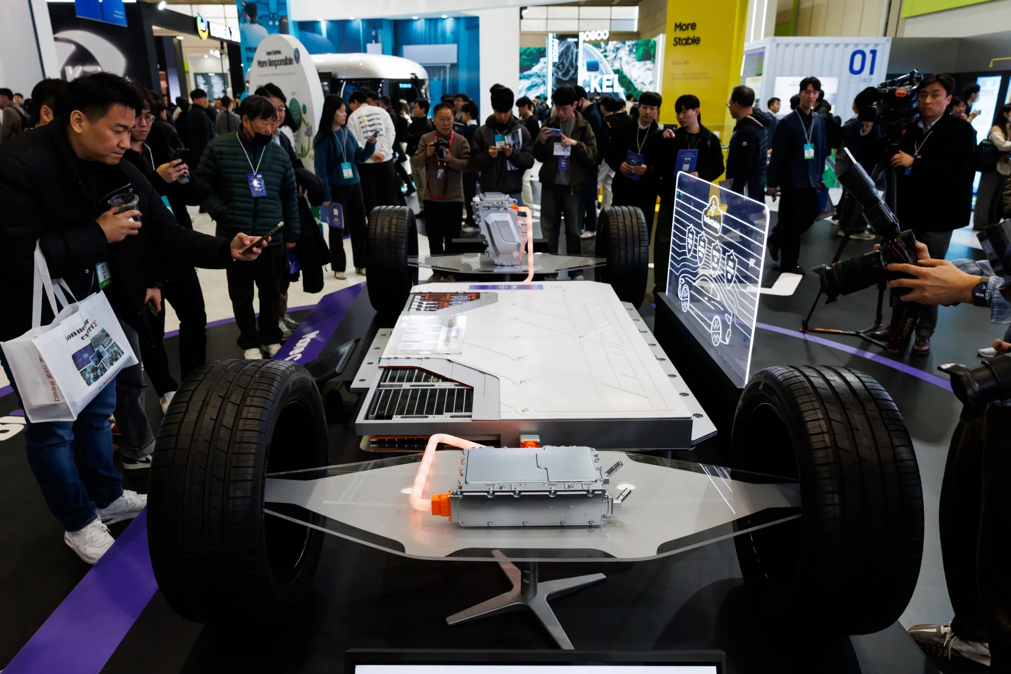 A Samsung SDI EV battery pack displayed at InterBattery in Seoul on March 5.