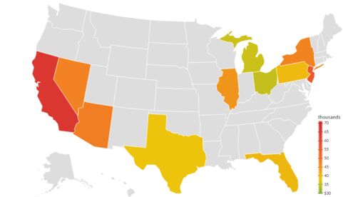 Note: Based on the population with a credit report. The Fed did not provide data for all states.