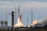 A SpaceX Falcon 9 rocket carrying a classified payload for the National Reconnaissance Office (NRO) launches from Cape Canaveral Space Force Station in Cape Canaveral, Florida, on Dec. 9, 2025.