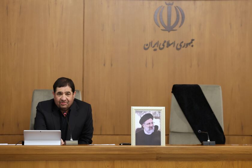 Mohammad Mokhber during an emergency meeting following the death of Ebrahim Raisi, in Tehran, on May 20.