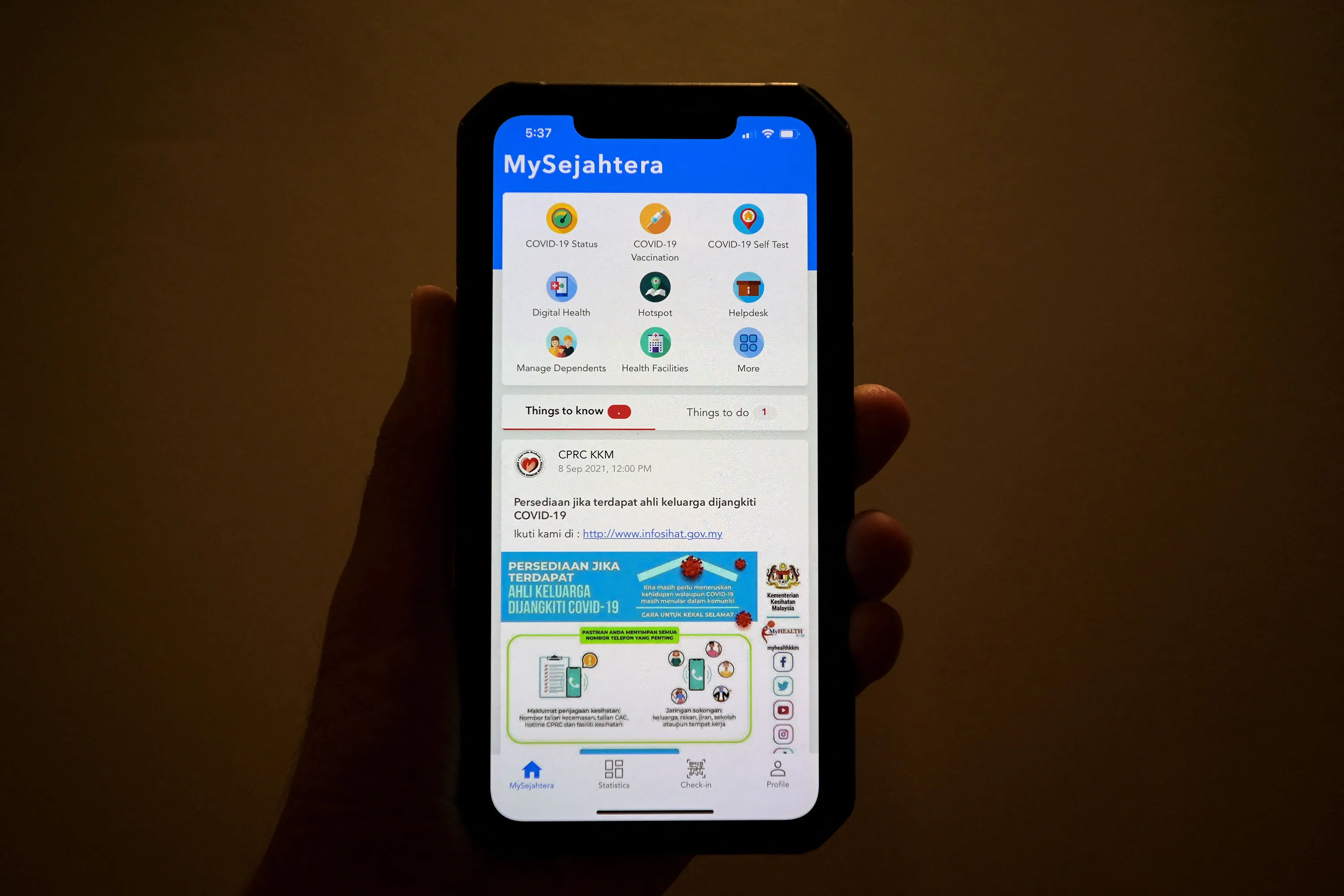 Malaysia’s Covid-19 tracking application&nbsp;‘MySejahtera’.