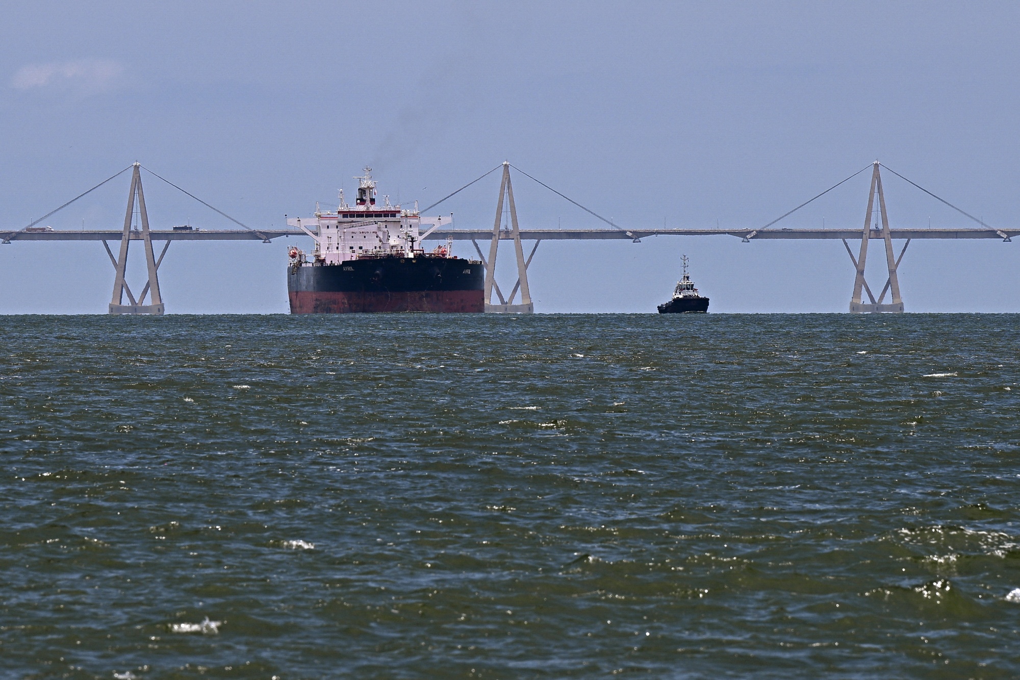 A crude oil tanker Avril waits to be loaded with crude oil at Lake Maracaibo in Maracaibo, Zulia State, Venezuela.