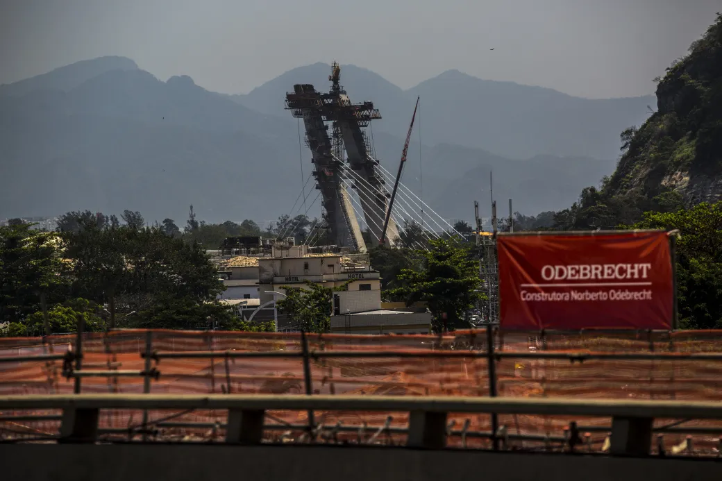 Odebrecht S.A. signage is displayed on a construction site in&nbsp;Rio de Janeiro, Brazil, on&nbsp;Sept. 24, 2015.&nbsp;