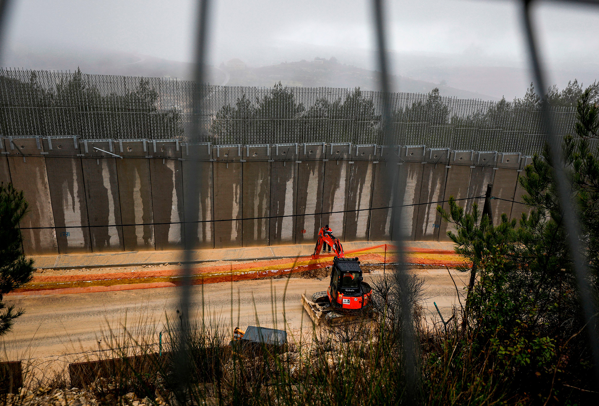 The Israel-Lebanon border as Israeli army forces begin deployment of infrastructure for a ground &quot;defensive system&quot; along the fence on Jan. 19.
